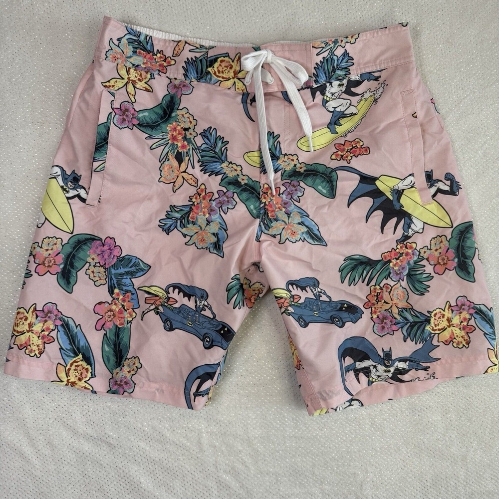 Batman & Robin Surf Men's Medium‎ Swim Trunks Board Shorts All Over Print AOP DC